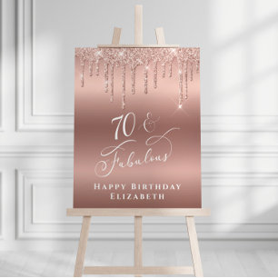 Rose Gold Glitter 70th Birthday Party Foam Board