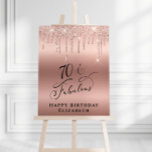 Rose Gold Glitter 70th Birthday Party Foam Board<br><div class="desc">Elegant personalized 70th birthday party welcome and photo prop foam board sign with rose gold faux glitter drips on a rose gold background and "70 & Fabulous" in stylish script. Customize with her name.</div>