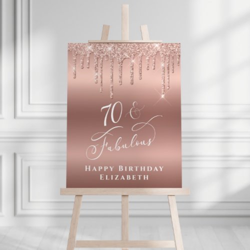 Rose Gold Glitter 70th Birthday Party Foam Board