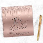 Rose Gold Glitter 70th Birthday Party Guest Book<br><div class="desc">Elegant guest book for her 70th birthday party featuring "70 & Fabulous" in a chic calligraphy script and rose gold faux glitter. Customize with her name and the party date.</div>