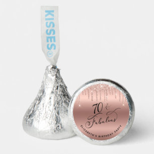 Rose Gold Glitter 70th Birthday Party Hershey®'s Kisses®