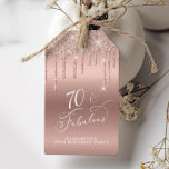 Rose Gold Glitter 70th Birthday Party Thank You Gift Tags<br><div class="desc">Elegant and chic personalized seventieth birthday party thank you favor gift tags. "70 & Fabulous" and "thank you" are written in stylish white script against a rose gold background,  with rose gold faux glitter drips.</div>