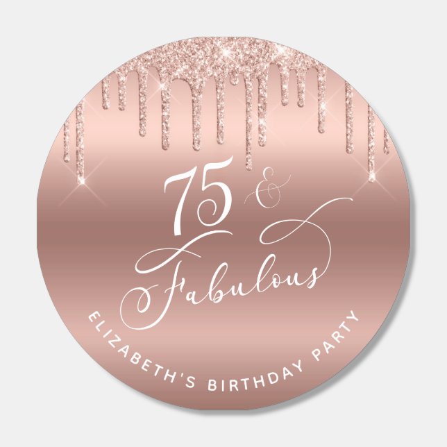 Rose Gold Glitter 75th Birthday Party Hershey®'s Kisses® Zazzle