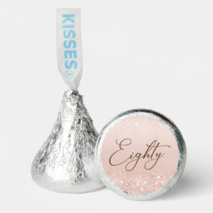 Rose Gold Glitter 80th Birthday Party Hershey®'s Kisses®