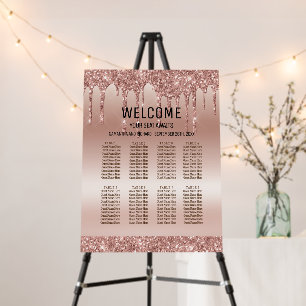 Rose Gold Glitter 8 Tables Wedding Seating Foam Board