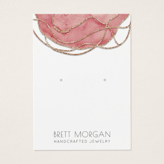 Rose Gold Glitter Agate Jewelry Display Cards (Front)