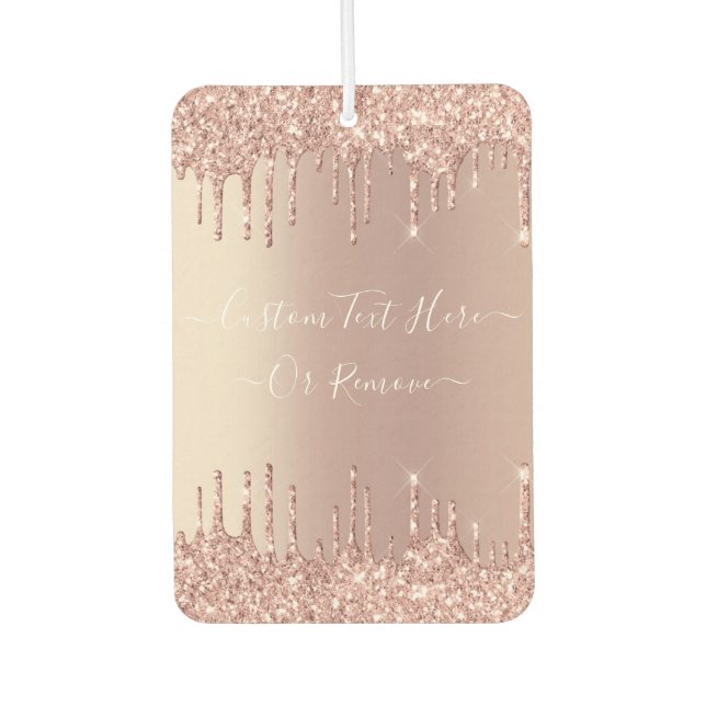 Rose Gold Glitter Air Freshener with Your Text  (Front)