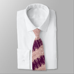 Rose Gold Glitter and Bordeaux Neck Tie