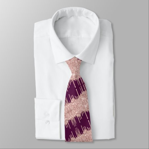 Rose Gold Glitter and Bordeaux Neck Tie