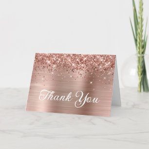Rose Gold Glitter and Foil 50th Birthday Letterpress Thank You Card