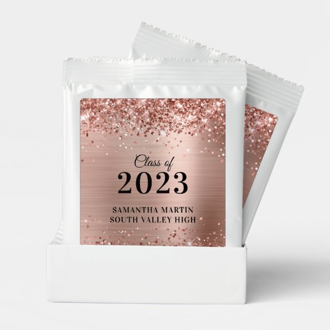 Rose Gold Glitter and Foil Class of 2023 Graduate Hot Chocolate Drink Mix (Pair)
