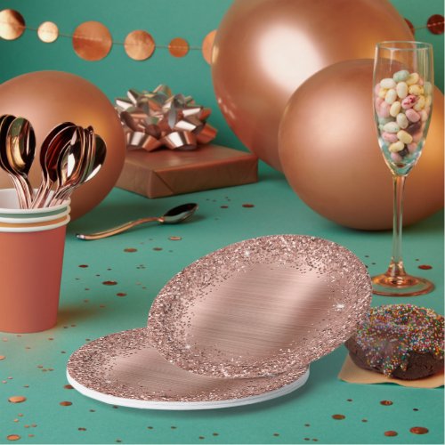 Rose Gold Glitter and Foil Girly Glam Paper Plates