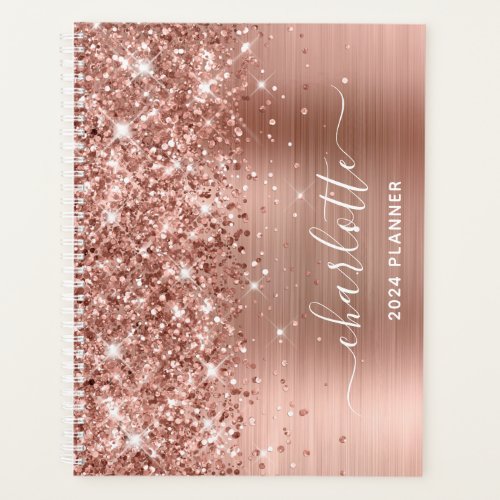 Rose Gold Glitter and Foil Swash Signature Planner