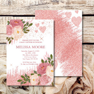 Rose Gold Glitter And Glam Baby Shower Invitation