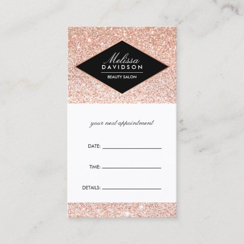 Rose Gold Glitter and Glamour Appointment Card