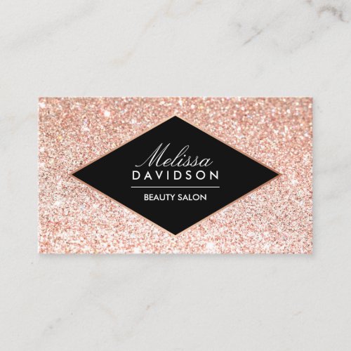 Rose Gold Glitter and Glamour Beauty Business Card