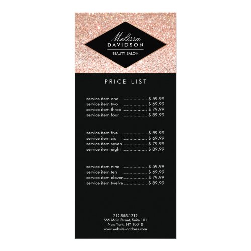 Rose Gold Glitter and Glamour Beauty Rack Card