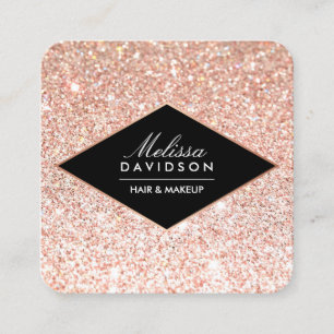 Rose Gold Glitter and Glamour Beauty Square Business Card