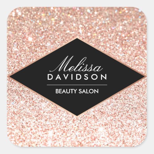 Rose Gold Glitter and Glamour Beauty Square Sticker