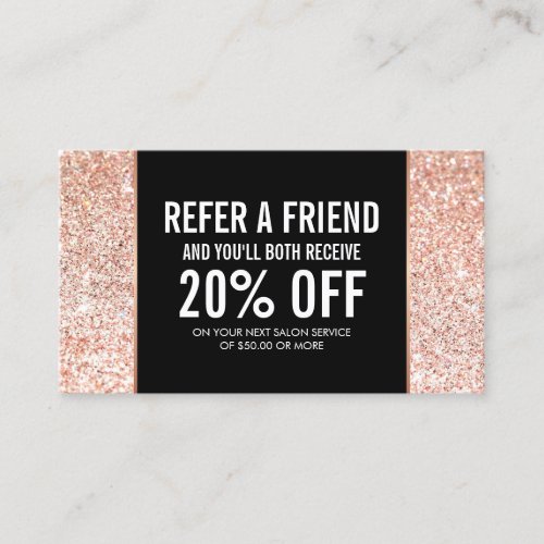 Rose Gold Glitter and Glamour Referral Card