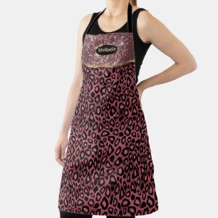 Rose Gold Glitter and Leopard Design Apron
