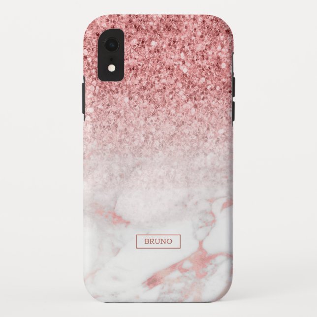 Rose-gold glitter and marble ombre trendy design Case-Mate iPhone case (Back)