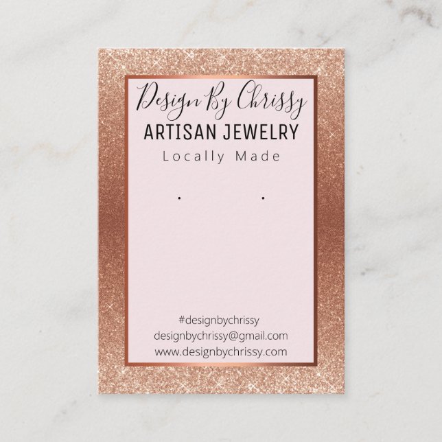 Rose Gold Glitter And Pink Jewelry Display Card (Front)