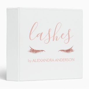 Rose Gold Glitter and Sparkle Eyelash Extension 3 Ring Binder