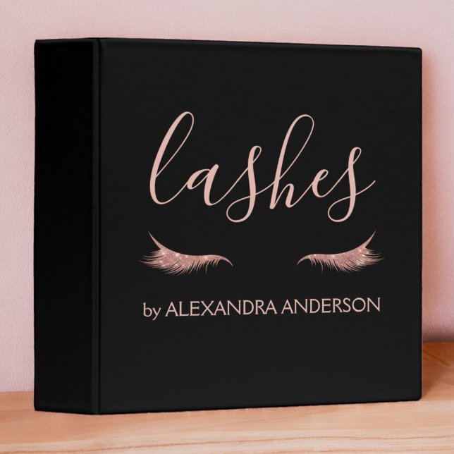 Rose Gold Glitter and Sparkle Eyelash Extension 3 Ring Binder (Creator Uploaded)