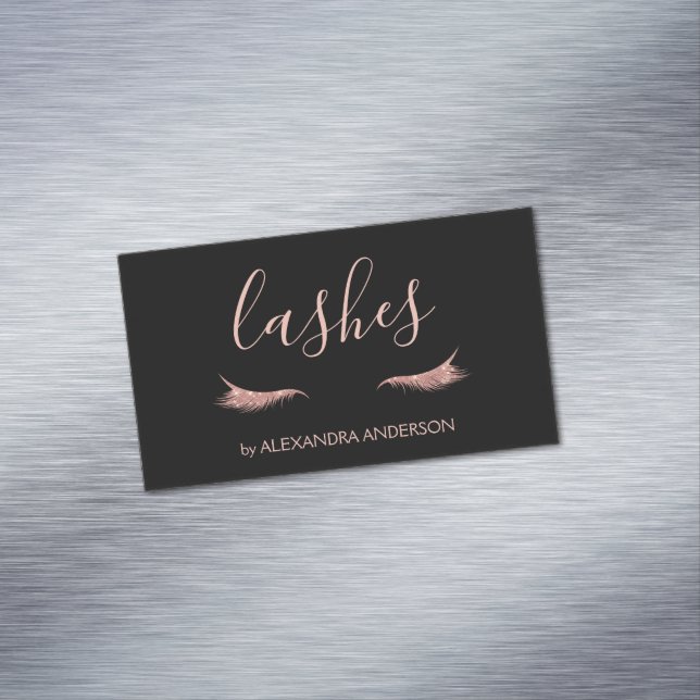 Rose Gold Glitter and Sparkle Eyelash Extension Business Card Magnet (In Situ)