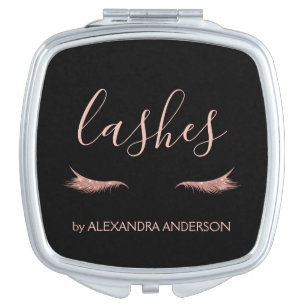 Rose Gold Glitter and Sparkle Eyelash Extension Compact Mirror