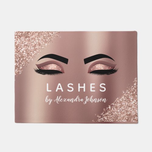 Rose Gold Glitter and Sparkle Eyelash Extension Doormat