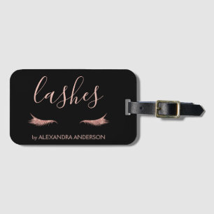 Rose Gold Glitter and Sparkle Eyelash Extension Luggage Tag