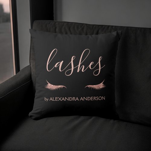 Rose Gold Glitter and Sparkle Eyelash Extension Throw Pillow