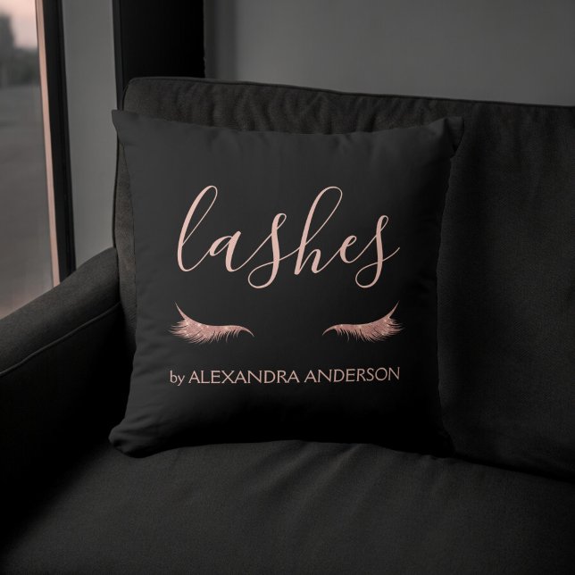 Rose Gold Glitter and Sparkle Eyelash Extension Throw Pillow (Creator Uploaded)