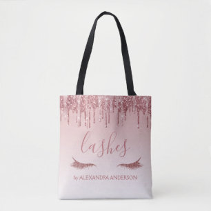 Rose Gold Glitter and Sparkle Eyelash Extension Tote Bag