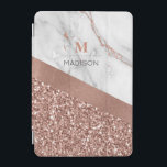 Rose Gold Glitter and Sparkle Marble Monogram  iPad Mini Cover<br><div class="desc">Rose Gold Glitter and Sparkle  Marble Monogram design ready to personalize with a template for you name and initial. If you would like to change the color or style of the font click the customize further tab at the end of the template.</div>