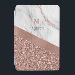Rose Gold Glitter and Sparkle Marble Monogram  iPad Mini Cover<br><div class="desc">Rose Gold Glitter and Sparkle  Marble Monogram design ready to personalize with a template for you name and initial. If you would like to change the color or style of the font click the customize further tab at the end of the template.</div>