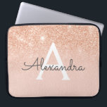 Rose Gold Glitter and Sparkle Monogram Laptop Sleeve<br><div class="desc">Glam Rose Gold Ombre Faux Glitter and Sparkle Modern and Elegant Monogram Case. This case can be customized to include your initial and first name.</div>