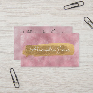 Rose Gold Glitter and Sparkle Watercolor Business Card
