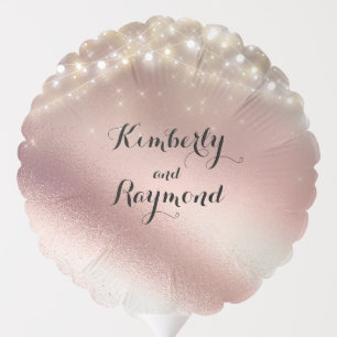 Rose Gold Glitter and String of Lights Romantic Balloon