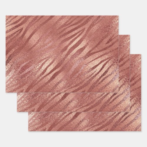 Rose Gold Glitter Animal Print Wrapping Paper Sheets