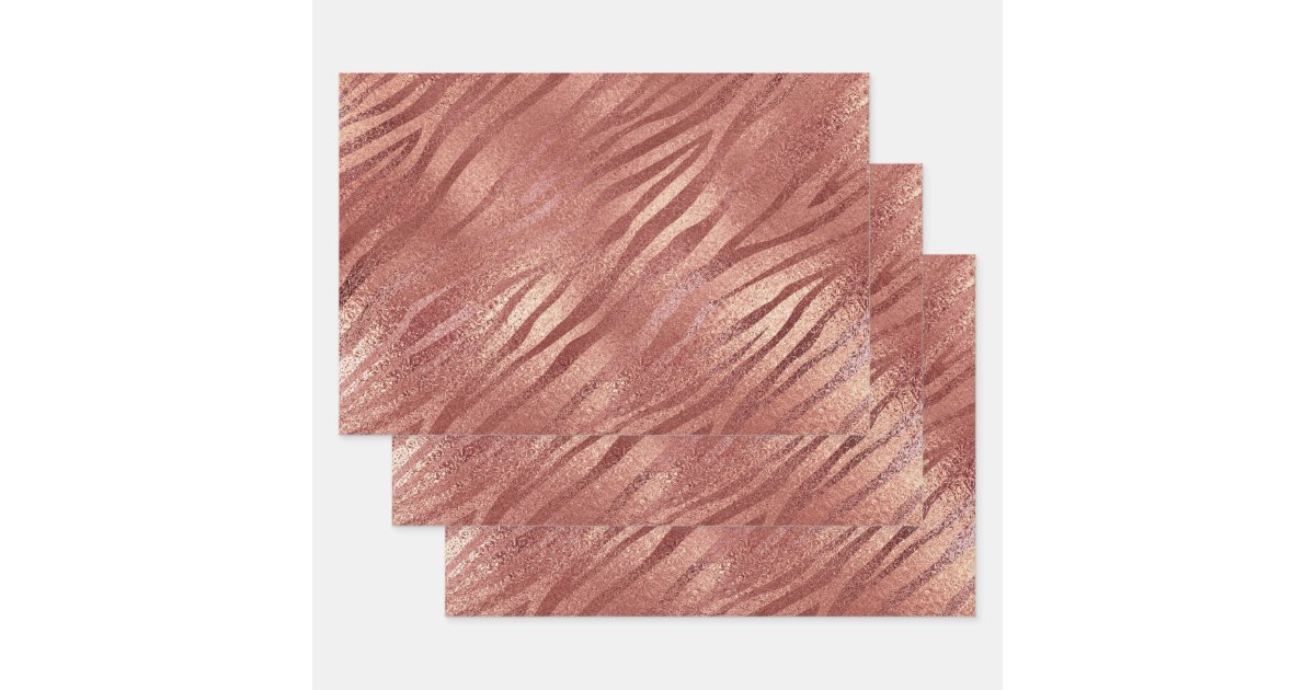 Rose Gold Glitter Animal Print Wrapping Paper Sheets | Zazzle