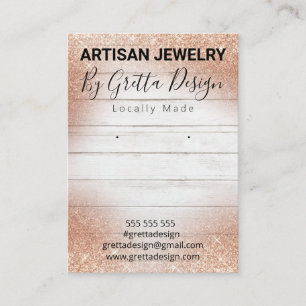 Rose Gold Glitter Artisan Jewelry Display Card