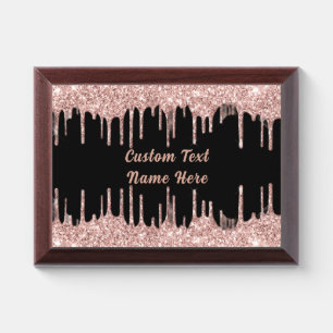 Rose Gold Glitter Award Plaque Custom Text