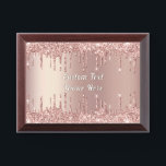 Rose Gold Glitter Award Plaque Custom Text Name<br><div class="desc">Personalized Custom Text Name Awards Plaque with Rose Gold Blush Glitter Sparkly Drips Modern Design Gift - Add Your Unique Text or Remove Text - Choose Fonts / Size / Color - Make Your Special Award Plaques Gifts - Resize and move or remove and add text / elements with Customization...</div>