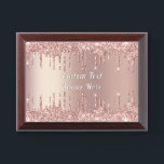 Rose Gold Glitter Award Plaque Custom Text Name<br><div class="desc">Personalized Custom Text Name Awards Plaque with Rose Gold Blush Glitter Sparkly Drips Modern Design Gift - Add Your Unique Text or Remove Text - Choose Fonts / Size / Color - Make Your Special Award Plaques Gifts - Resize and move or remove and add text / elements with Customization...</div>