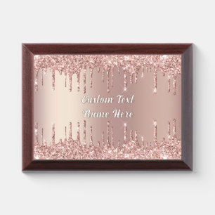 Rose Gold Glitter Award Plaque Custom Text Name