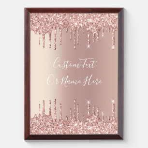 Rose Gold Glitter Award Plaque with Custom Text