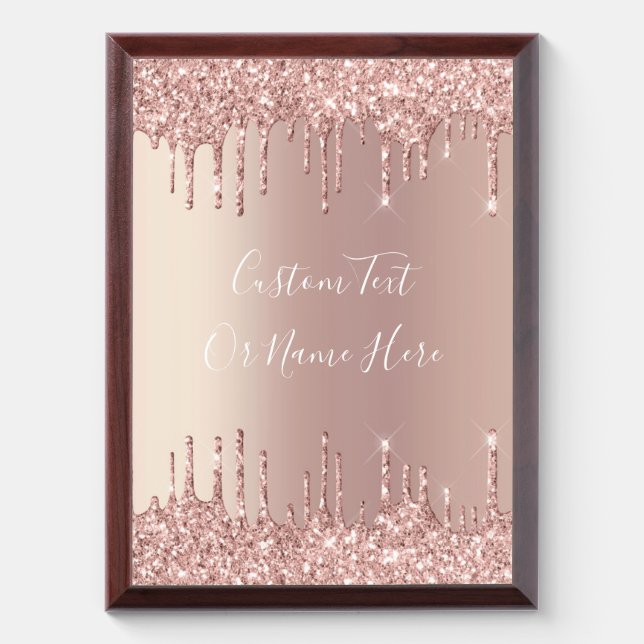Rose Gold Glitter Award Plaque with Custom Text (Vertical)